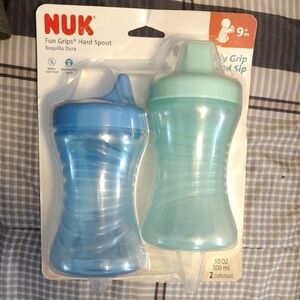 NUK Fun Grips Hard Spout Sippy Cups - Blue & Aqua (2 Pack)